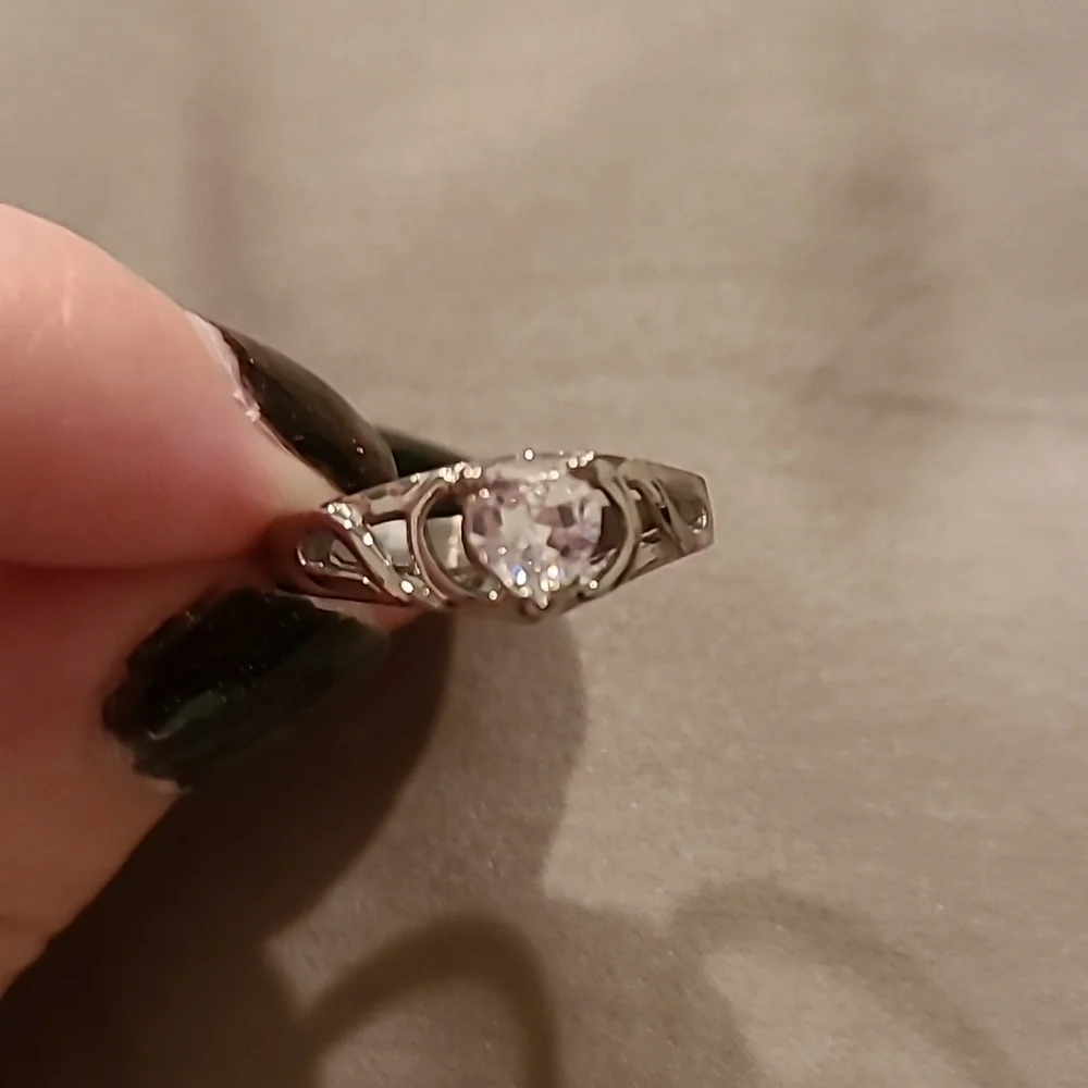 Heart shape cubic zirconia stainless steel ring